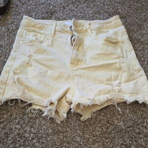 Risen Distressed Yellow Women Shorts Size L